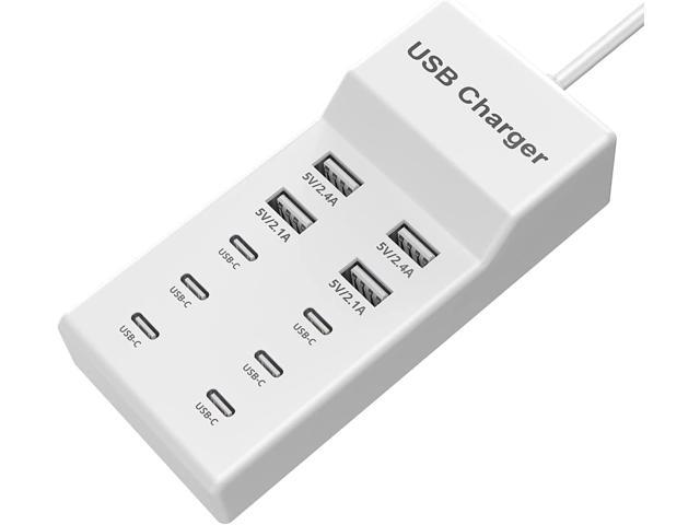 USB C Charger,10 Ports USB Charger Station with 6 Ports USB-C Charger, Desktop 50W Multi Port USB Charger Compatible with iPhone...