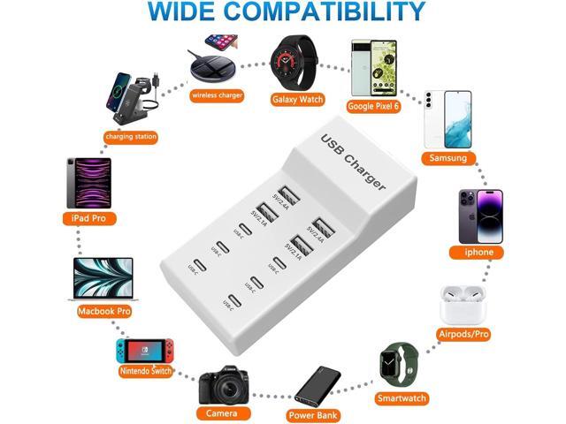 USB C Charger,10 Ports USB Charger Station with 6 Ports USB-C Charger, Desktop 50W Multi Port USB Charger Compatible with iPhone...