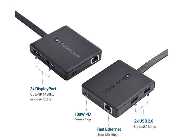 Cable Matters Dual 4K 60Hz Monitor USB C Hub with DisplayPort 1.4 and 100W Charging - macOS is Not Supported - Thunderbolt 3, Thunderbolt 4, USB4...