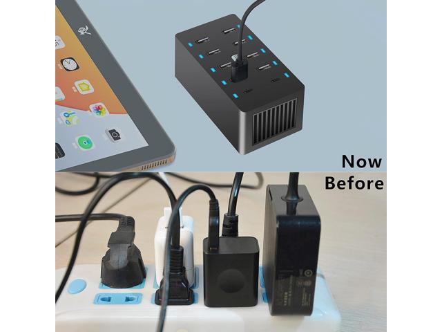 10 Ports Wall Charger, 50W 10-Port Family-Sized Desktop USB Rapid Charger,Multiple Charging Station,Compatible with Smartphones and Other USB...
