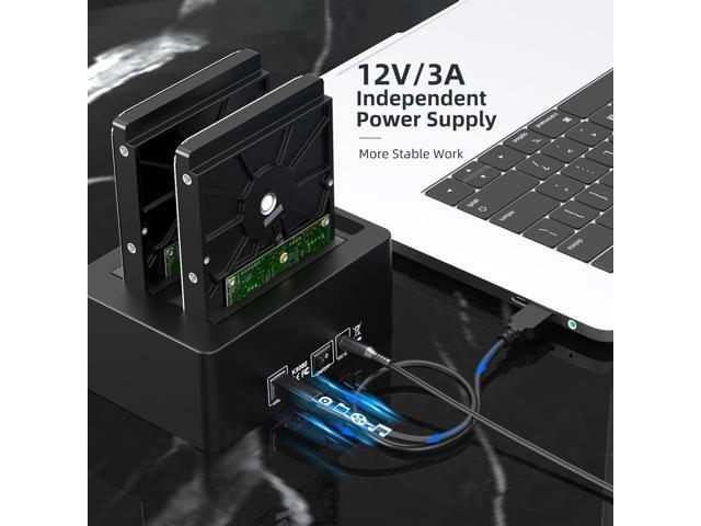 MAIWO USB 3.0 to SATA External Hard Drive Docking Station Dual Bay for 2.5/3.5' SATA HDD/SSD with UASP, Support Offline Clone Duplicator, HUB...