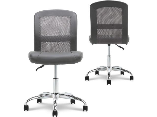 Serta Essential Mesh Low-Back Computer Desk Task Chair with No Arms for Home Office or Conference Room, Faux Leather, Gray
