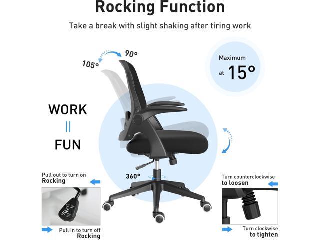Hbada Office Chair with Flip-Up Armrests, Desk Chair with Saddle Cushion, Ergonomic Office Chair with S-Shaped Backrest, Comfy Mesh Chair for Home...