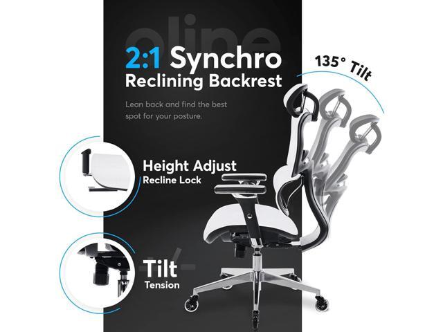 Oline ErgoPro Ergonomic Office Chair - Rolling Desk Chair with 4D Adjustable Armrest, 3D Lumbar Support and Blade Wheels - Mesh Computer Chair,...