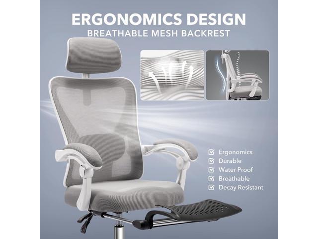 ACCHAR Ergonomic Office Chair, Reclining Mesh Chair, Computer Desk Chair, Swivel Rolling Home Task Chair with Padded Armrests, Adjustable Lumbar...
