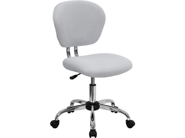 EMMA + OLIVER Mid-Back White Mesh Swivel Task Office Chair with Chrome Base