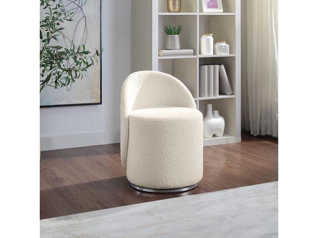 OSP Home Furnishings Lystra Swivel Barrel Vanity Chair with Textured Boucle Fabric, Cream