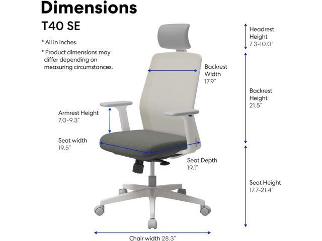 SIDIZ T40 SE Ergonomic Office Chair: Home Office Chair for Light Users with Reclining Tilt Lock, Headrest, 3D Armrests, Mesh Back Computer Desk...