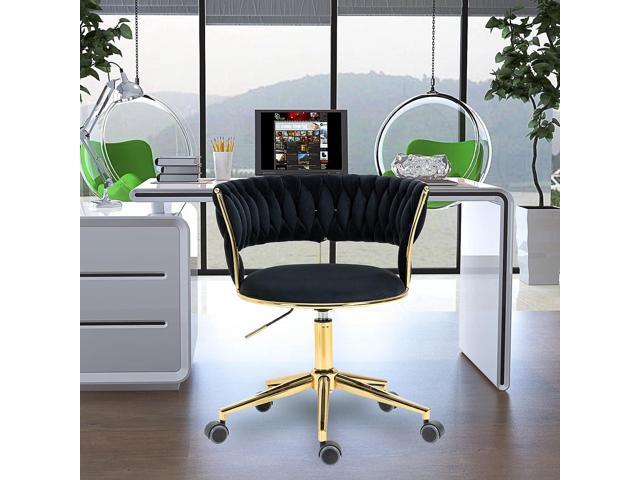 Yoluckea Velvet Office Chair Adjustable Height Swivel Modern Home Office Chair Weave Back Vanity Chair Desk Chair Computer Chair on Wheels...