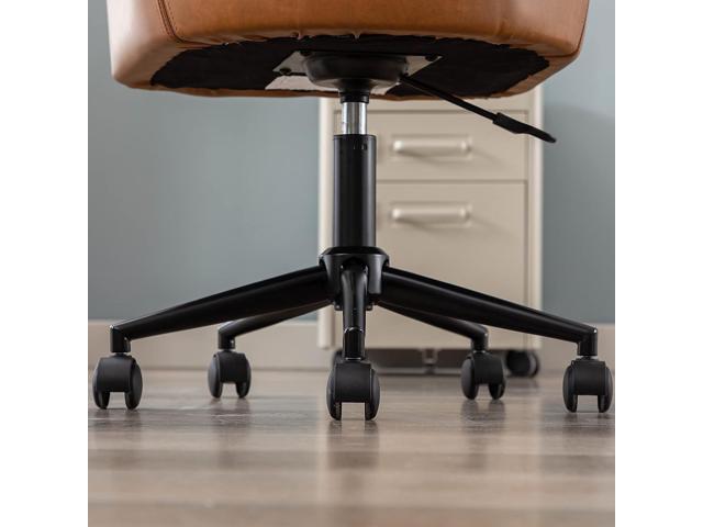 Brown Leather Desk Chair Office Chair with Mid Back Support Armrest, Adjustable-Height 360° Swivel Rolling Task Chair Home Office Modern Vanity...