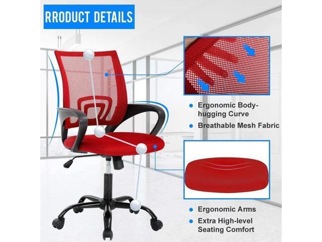 Meet Perfect Mid-Back Desk Office Chair, Ergonomic Modern Computer Chair with Lumbar Support and Armrest, Adjustable Executive Task Chair for Home,...