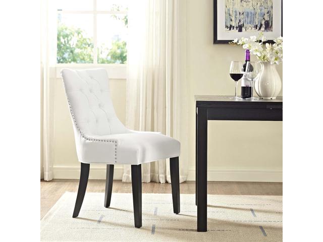 Modway MO- Regent Modern Tufted Faux Leather Upholstered with Nailhead Trim, Dining Chair, White