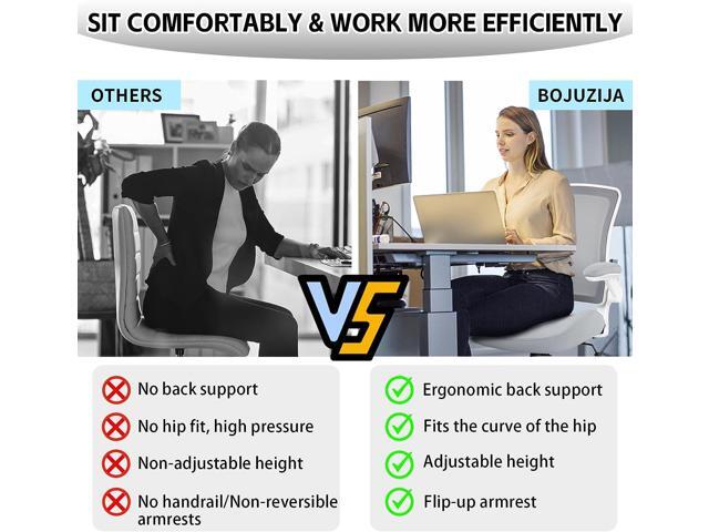 BOJUZIJA Ergonomic Office Computer Desk Mesh Chair with Soft Cushion,Adjustable Height,Flip-up Armrest &Waist Support Function Swivel 360°for Home...