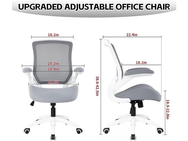 BOJUZIJA Ergonomic Office Computer Desk Mesh Chair with Soft Cushion,Adjustable Height,Flip-up Armrest &Waist Support Function Swivel 360°for Home...