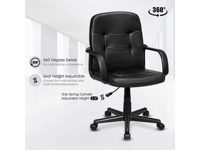 POWERSTONE Office Chair Leather Computer Desk Chair Ergonomic Executive Seating Mid Back Lumbar Support Adjustable Swivel Task Chair