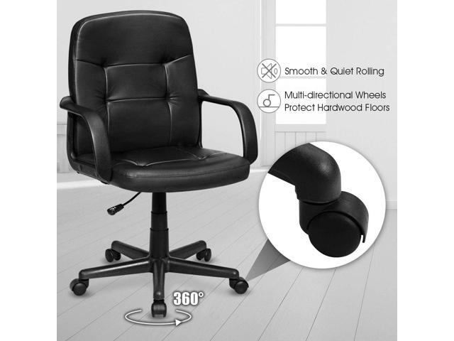 POWERSTONE Office Chair Leather Computer Desk Chair Ergonomic Executive Seating Mid Back Lumbar Support Adjustable Swivel Task Chair