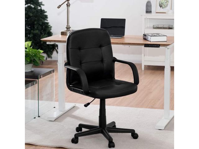 POWERSTONE Office Chair Leather Computer Desk Chair Ergonomic Executive Seating Mid Back Lumbar Support Adjustable Swivel Task Chair
