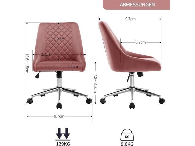 Duhome Velvet Home Office Chair with Wheels, Swivel Accent Chair with Backrest Adjustable Upholstered Armless Computer Desk Chair for Bedroom...