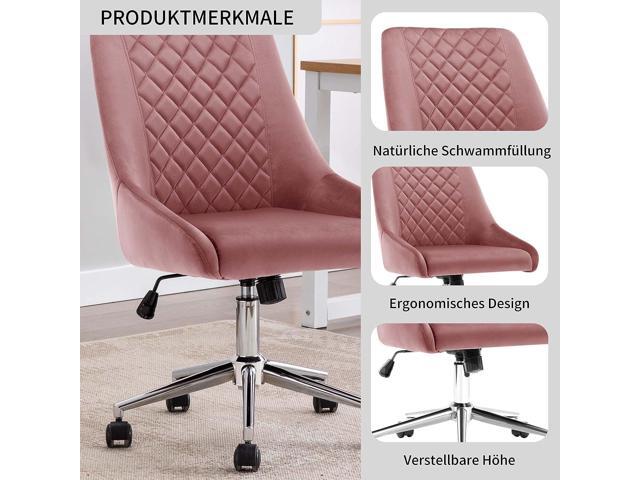 Duhome Velvet Home Office Chair with Wheels, Swivel Accent Chair with Backrest Adjustable Upholstered Armless Computer Desk Chair for Bedroom...