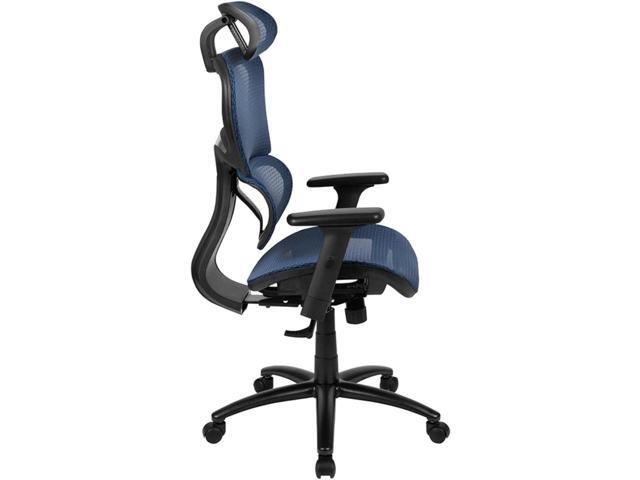 Flash Furniture LO Ergonomic Mesh Office Chair with 2-to-1 Synchro-Tilt, Adjustable Headrest, Lumbar Support, and Adjustable Pivot Arms in Blue
