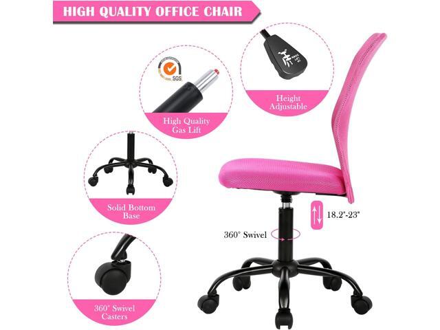 PIKAQTOP Ergonomic Chairs Set of 4, Cute Adjustable Armless Office Desk Chair w/Mesh Back and Soft Pink Home Office Chair Home Office Chair