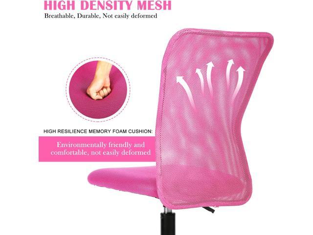 PIKAQTOP Ergonomic Chairs Set of 4, Cute Adjustable Armless Office Desk Chair w/Mesh Back and Soft Pink Home Office Chair Home Office Chair