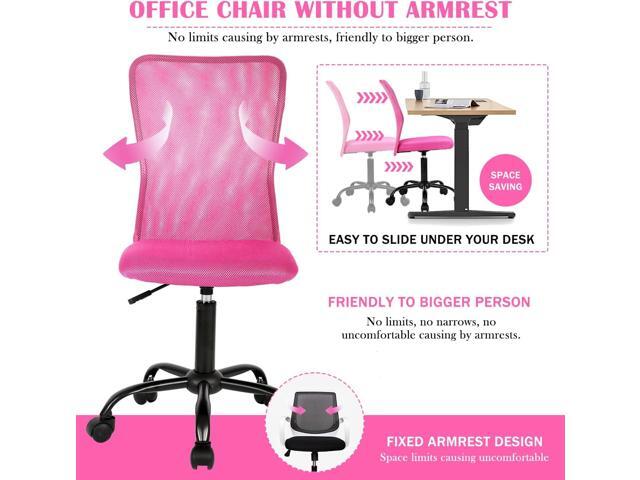 PIKAQTOP Ergonomic Chairs Set of 4, Cute Adjustable Armless Office Desk Chair w/Mesh Back and Soft Pink Home Office Chair Home Office Chair