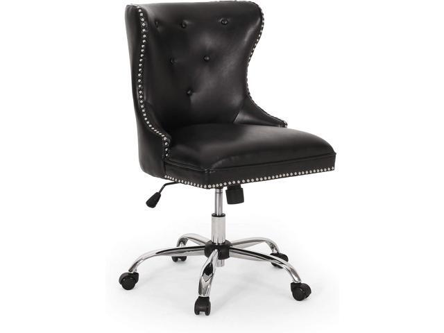 Christopher Knight Home Keith Contemporary Tufted Swivel Office Chair, Midnight Black + Chrome