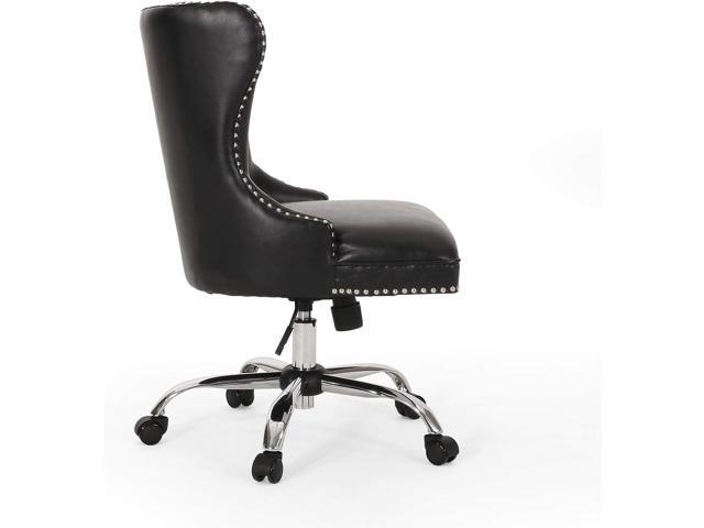 Christopher Knight Home Keith Contemporary Tufted Swivel Office Chair, Midnight Black + Chrome