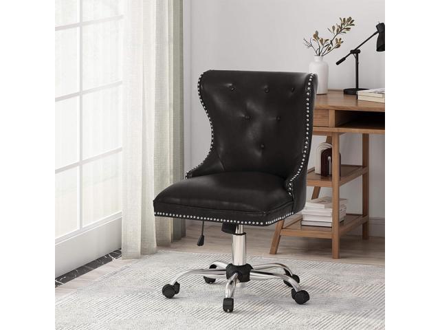 Christopher Knight Home Keith Contemporary Tufted Swivel Office Chair, Midnight Black + Chrome