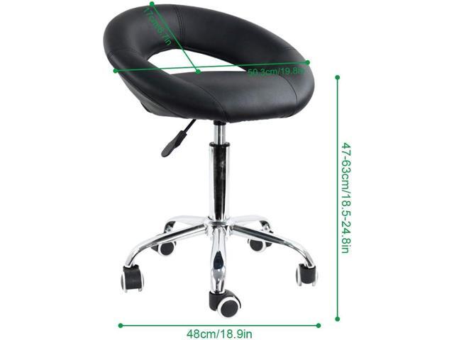 Low Back Swivel Rolling Stool Height Adjustable Modern Semi-Circular Seat Office Computer Desk Chair with Wheels (Black)