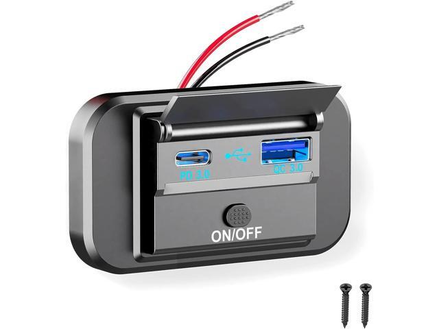 Dual Quick Charge 3.0 and PD RV USB Outlet 12V Qidoe 12V USB Charger Car USB Port 12 Volt USB Outlet Socket Accessories with Power Switch...