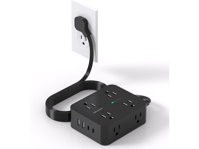 Power Strip Surge Protector, HANYCONY 5Ft Ultra Thin Flat Extension Cord with Multiple Outlets, 8 Widely Outlet Extender 4 USB Ports(2 USB C),...
