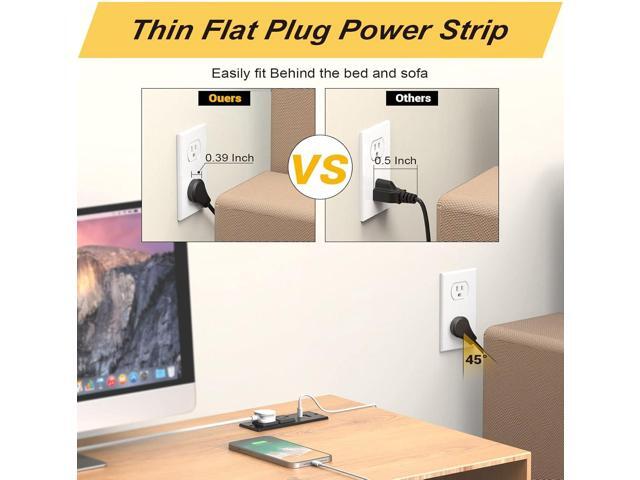 Recessed Power Strip USB C PD 20W, Recessed Outlet with USB Ports, Flat Plug Desk Power Strip for Sofa Drawer Cabinet Nightstand, 6 FT Extension...
