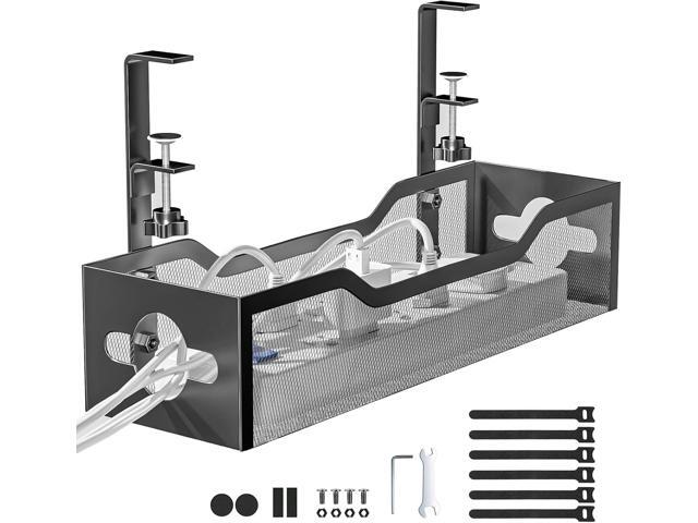 Litwaro Under Desk Cable Management Tray Black, No Drill, Desk Cord Organizer, Wire Management, 15.75 Inches