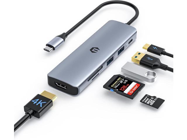 TOTU USB C Hub, 6 in 1 USB C Adapter, USB C Hub Multiport Adapter USB C Dock with 4K HDMI, 2 USB 3.0, 100W PD, SD/TF Card Slot for MacBook Pro/Air. photo