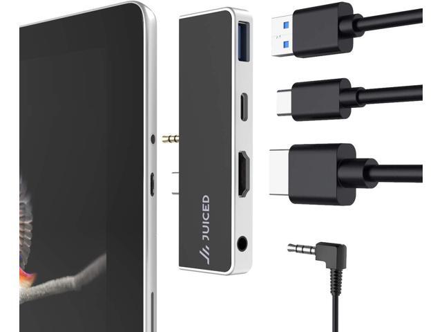 Juiced Systems QuickHUB - Surface Go Adapter - 2X USB 3.0 4K HDMI USB-C AUX - Designed for Surface GO Surface GO 2