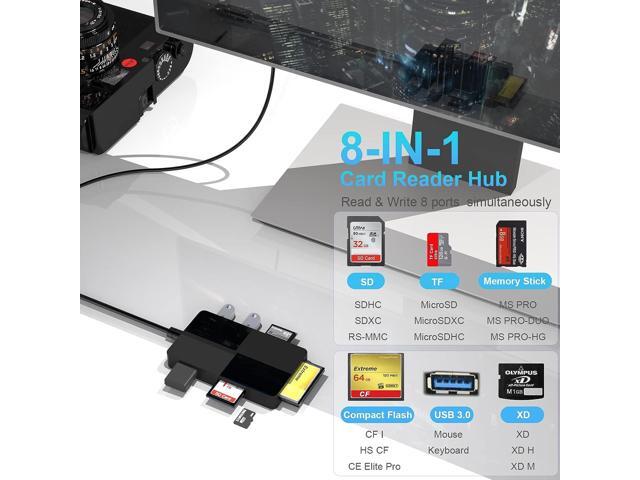 USB 3.0 Multi Card Reader, 8 IN 1 SD Card Reader Hub Adapter for SD/TF/CF/XD/MS/Micro SD/USB 3.0, Read 8 Ports Simultaneous for SDXC SDHC CFI Micro...