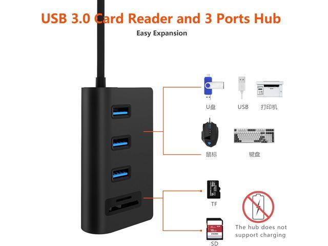 USB 3.0 HUB, Bus-Powered USB 3.0 3-Port Aluminum Hub with 2-Slots Card Reader Combo for iMac, MacBook Air, MacBook Pro, MacBook, Mac Mini, PCs and...