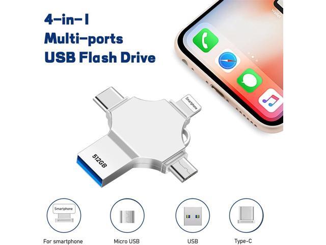 AOIRHLA USB Flash Drive Photo Stick 512GB - 4 in 1 USB 3.0 High Speed Thumb Drive Memory Stick Portable Jump Drive Storage Device for...
