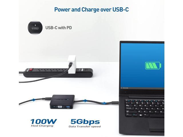 Cable Matters 7-in-1 USB C Hub with Triple Display (HDMI, DisplayPort, VGA), 2x USB 3.0, Gigabit Ethernet, 100W Charging - Thunderbolt 4 /USB 4...