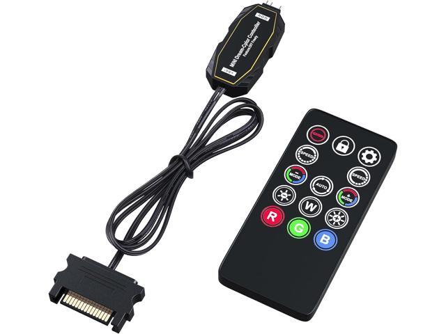 DS Mini ARGB PC Fans Controller Kit for Rainbow Case Fans, PC Rainbow LED Strip, Computer ARGB Fans (3-Pin, 14 Key Remote, SATA Power, 3th Gen, B...