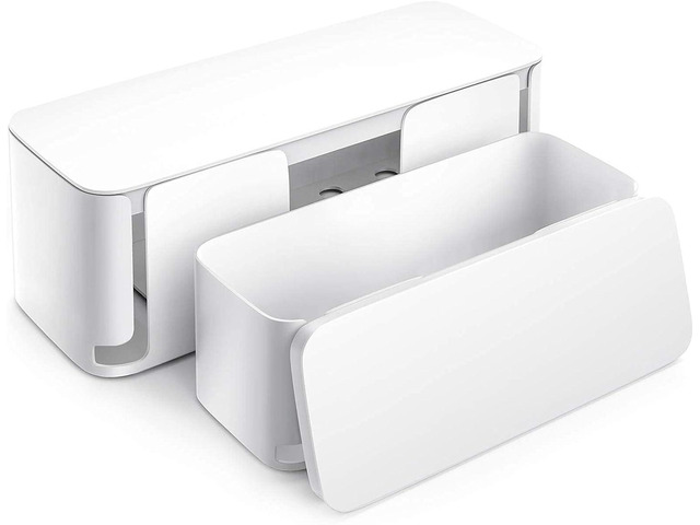 2 Pack Cable Management Box - Large and Medium Desk Cord Organizer Box Cord Hider, Cable Box Wire Organizer, Cover for USB Hub, TV Wires, Power...