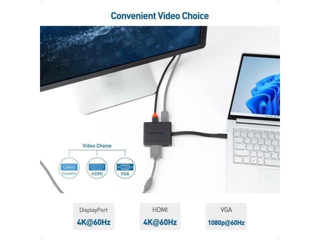 Cable Matters USB C Hub with HDMI, DisplayPort, VGA, USB 2.0, Fast Ethernet, 60W Charging - Thunderbolt 4 / USB4 / Thunderbolt 3 Port Compatible...