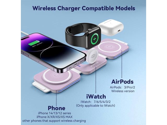 MURPISO 3 in 1 Magnetic Foldable Wireless Charger,Wireless Charging Station for Travel,Wireless Charging Pad Compatible for iPhone...