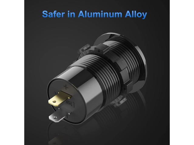 12V USB Outlet Wire Aluminum Car Charger Multi Port, Dual USB Quick Charge 3.0 Port and PD USB C Socket with Voltmeter Switch for Car Boat Marine...