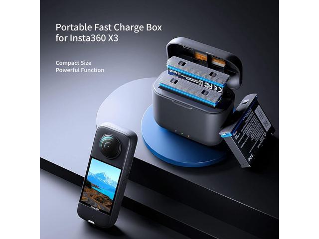 Fast Battery Charger Hub for Insta360 X3 with Misro SD Card Slots and USB Type C Cable,2-Channel Quick Battery Charging Storage Station,Fast Charge...