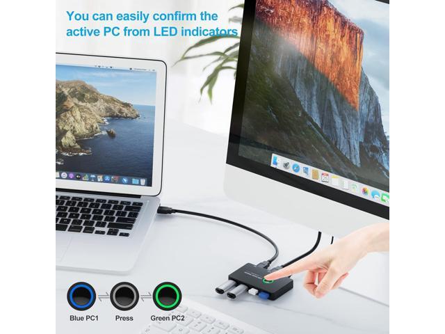 USB 3.0 Switch, USB Switcher 2 Computers Share 4 USB for PC Mouse Keyboard Printer Scanner, USB KVM Switch Selector Compatible with Windows, Mac,...
