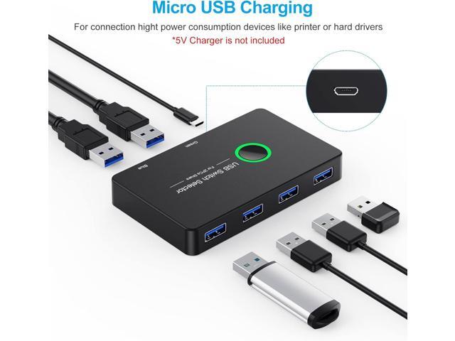 USB 3.0 Switch, USB Switcher 2 Computers Share 4 USB for PC Mouse Keyboard Printer Scanner, USB KVM Switch Selector Compatible with Windows, Mac,...