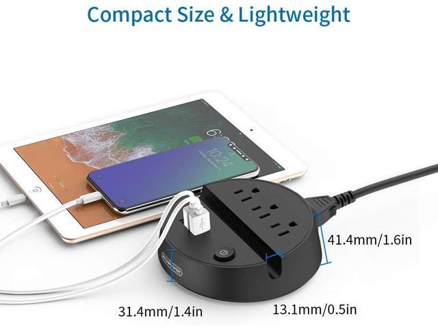 Nightstand Power Strip with USB - NTONPOWER 3 Outlets 3 USB Desktop Charging Station, 5ft Extension Cord with Switch Control and Phone/Tablet...